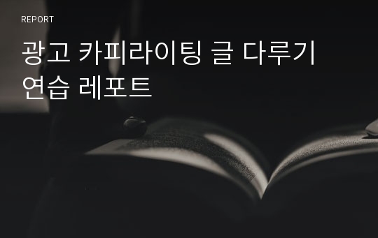 광고 카피라이팅 글 다루기 연습 레포트