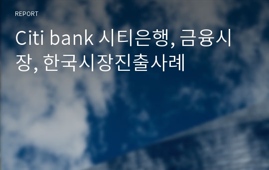 Citi bank 시티은행, 금융시장, 한국시장진출사례