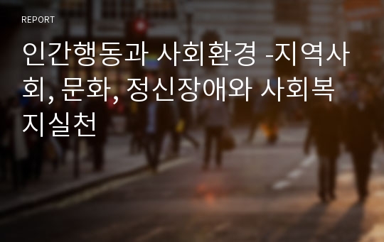 인간행동과 사회환경 -지역사회, 문화, 정신장애와 사회복지실천