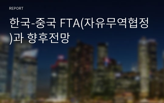 한국-중국 FTA(자유무역협정)과 향후전망