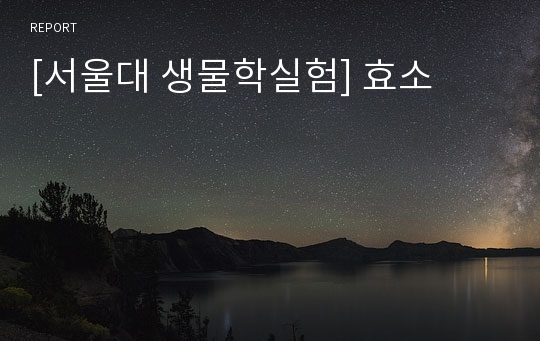 [서울대 생물학실험] 효소