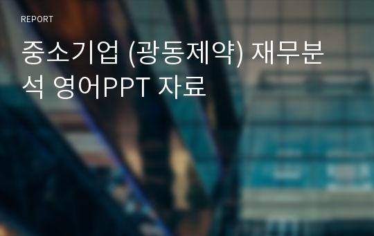 중소기업 (광동제약) 재무분석 영어PPT 자료