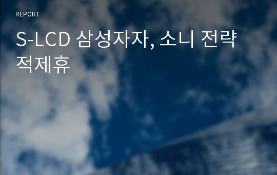 S-LCD 삼성자자, 소니 전략적제휴