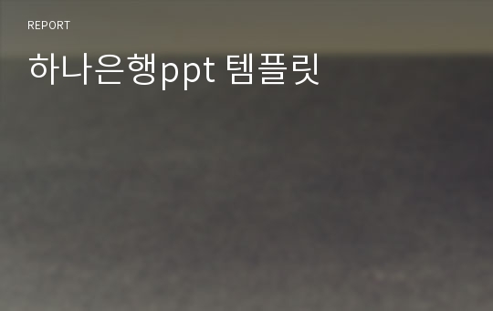 하나은행 기업소개,분석,성공요인...ppt