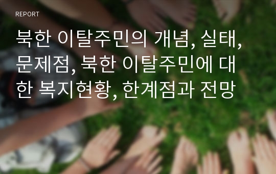 북한 이탈주민의 개념, 실태, 문제점, 북한 이탈주민에 대한 복지현황, 한계점과 전망