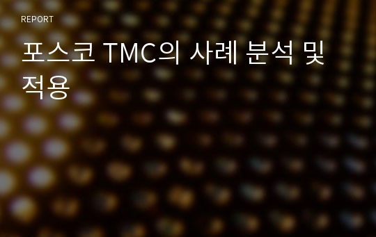 포스코 TMC의 사례 분석 및 적용