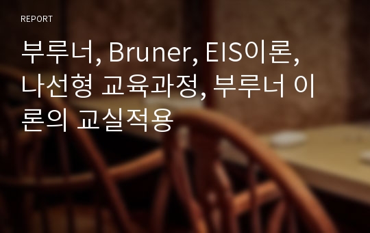 부루너, Bruner, EIS이론, 나선형 교육과정, 부루너 이론의 교실적용