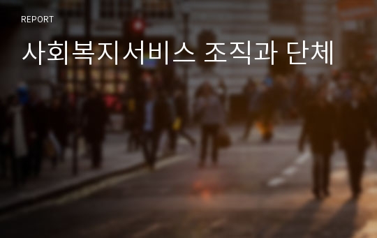 사회복지서비스 조직과 단체