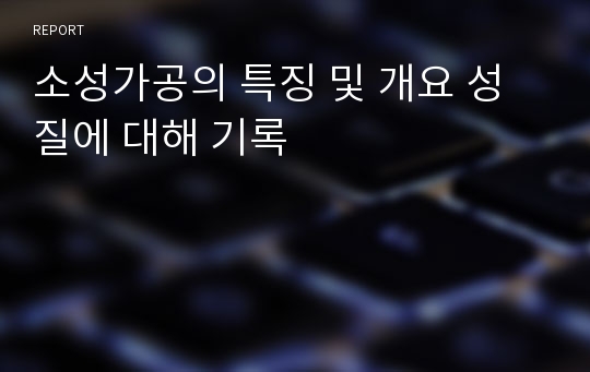 소성가공의 특징 및 개요 성질에 대해 기록