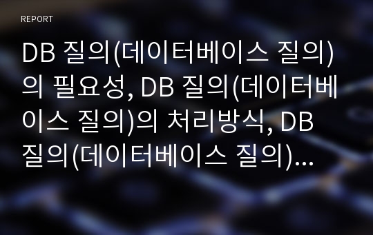 DB 질의(데이터베이스 질의)의 필요성, DB 질의(데이터베이스 질의)의 처리방식, DB 질의(데이터베이스 질의)의 시스템설계, DB 질의(데이터베이스 질의)의 우선순위 표현