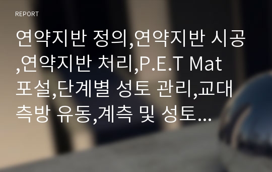 연약지반 정의,연약지반 시공,연약지반 처리,P.E.T Mat 포설,단계별 성토 관리,교대측방 유동,계측 및 성토 안정관리