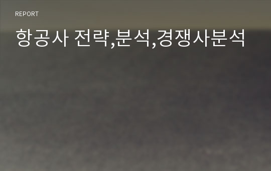 항공사 전략,분석,경쟁사분석