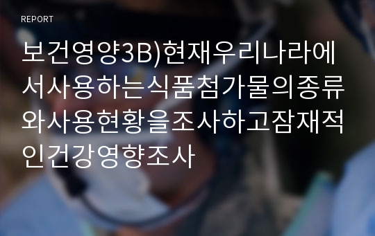 보건영양3B)현재우리나라에서사용하는식품첨가물의종류와사용현황을조사하고잠재적인건강영향조사