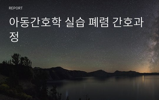 아동간호학 실습 폐렴 간호과정