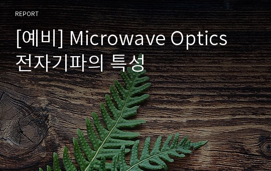 [예비] Microwave Optics 전자기파의 특성