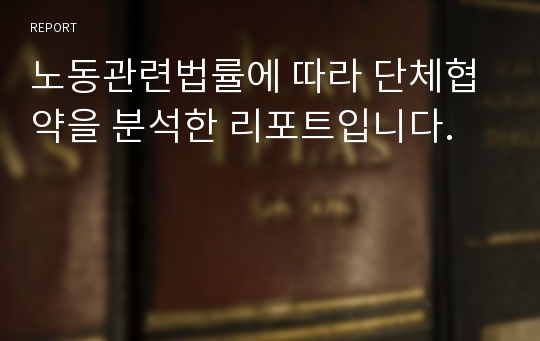 노동관련법률에 따라 단체협약을 분석한 리포트입니다.