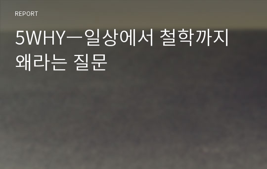 5WHYㅡ일상에서 철학까지 왜라는 질문