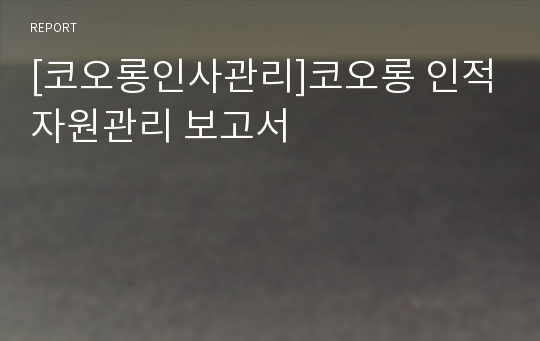 [코오롱인사관리]코오롱 인적자원관리 보고서