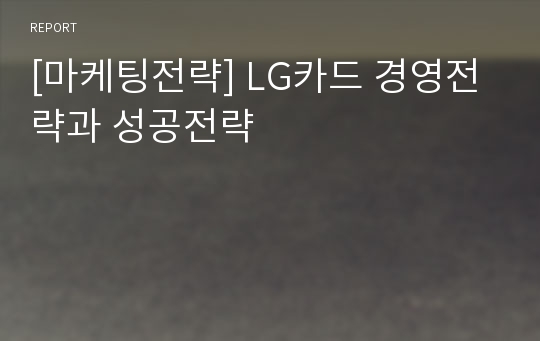 [마케팅전략] LG카드 경영전략과 성공전략