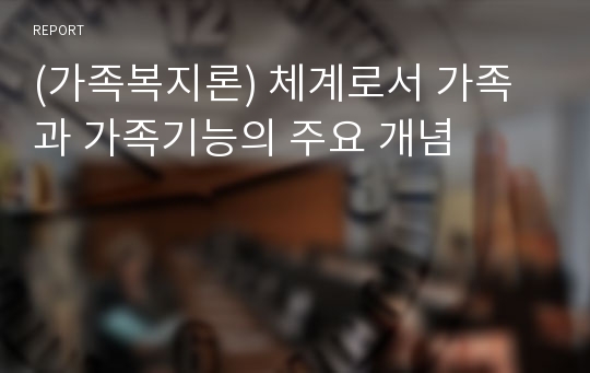 (가족복지론) 체계로서 가족과 가족기능의 주요 개념