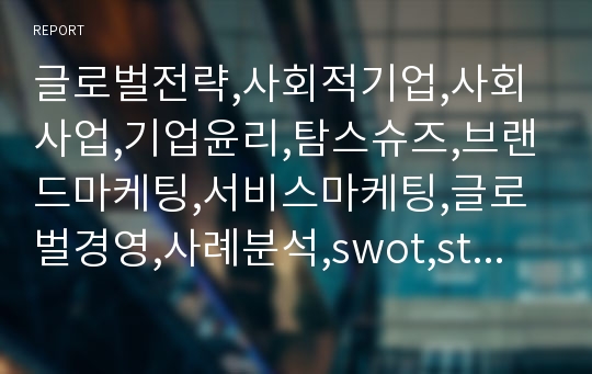 글로벌전략,사회적기업,사회사업,기업윤리,탐스슈즈,브랜드마케팅,서비스마케팅,글로벌경영,사례분석,swot,stp,4p