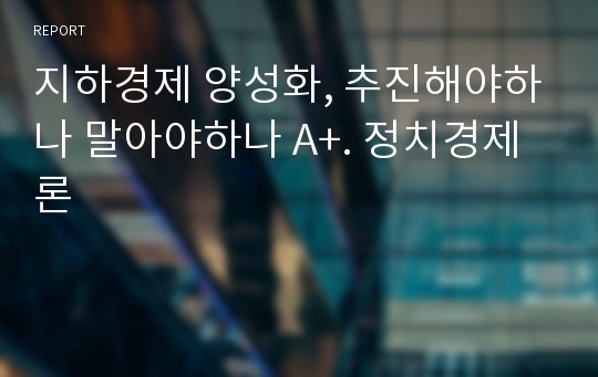 지하경제 양성화, 추진해야하나 말아야하나 A+. 정치경제론