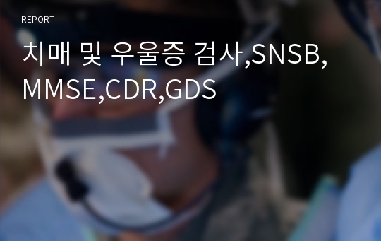 치매 및 우울증 검사,SNSB,MMSE,CDR,GDS