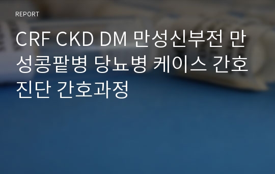 CRF CKD DM 만성신부전 만성콩팥병 당뇨병 케이스 간호진단 간호과정