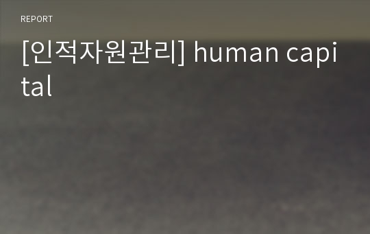 [인적자원관리] human capital