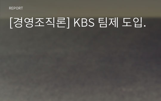 [경영조직론] KBS 팀제 도입.