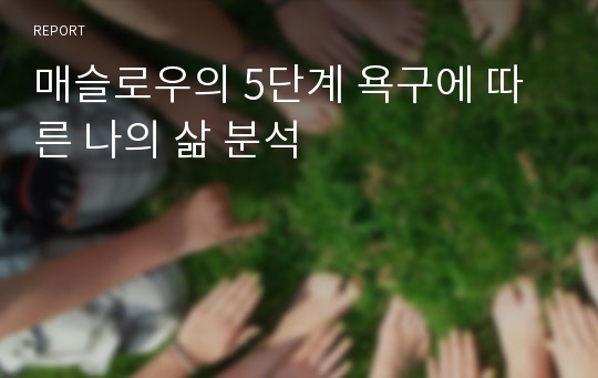 매슬로우의 5단계 욕구에 따른 나의 삶 분석