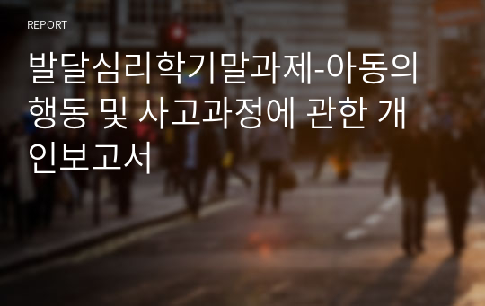 발달심리학기말과제-아동의 행동 및 사고과정에 관한 개인보고서