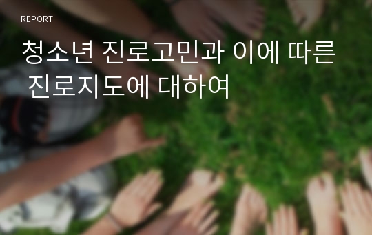 청소년 진로고민과 이에 따른 진로지도에 대하여