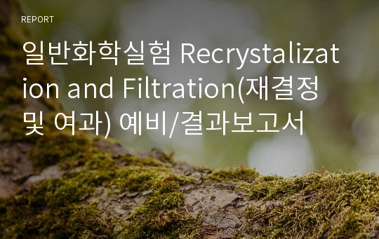 일반화학실험 Recrystalization and Filtration(재결정 및 여과) 예비/결과보고서