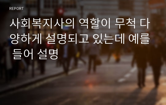 사회복지사의 역할이 무척 다양하게 설명되고 있는데 예를 들어 설명