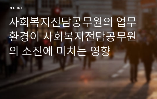 사회복지전담공무원의 업무환경이 사회복지전담공무원의 소진에 미치는 영향