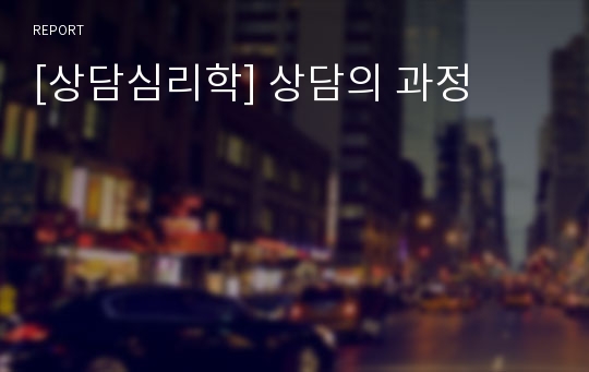 [상담심리학] 상담의 과정