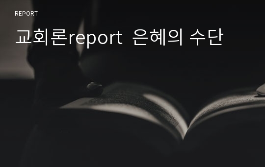 교회론report  은혜의 수단