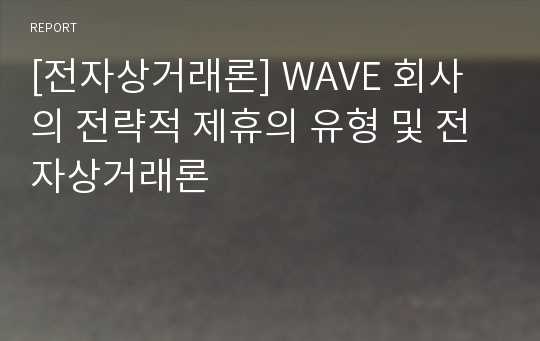 [전자상거래론] WAVE 회사의 전략적 제휴의 유형 및 전자상거래론