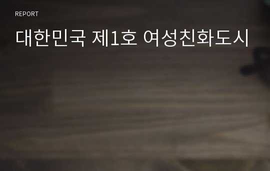 대한민국 제1호 여성친화도시