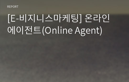 [E-비지니스마케팅] 온라인  에이전트(Online Agent)