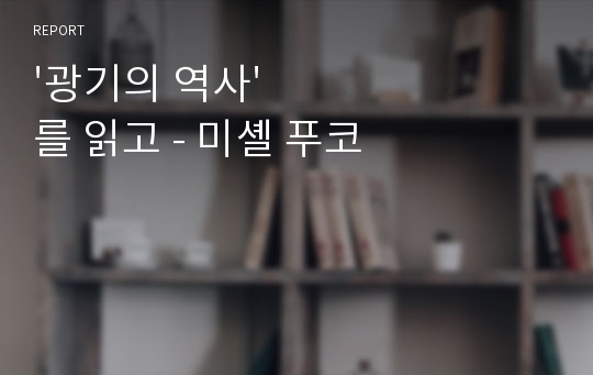 &#039;광기의 역사&#039;를 읽고 - 미셸 푸코