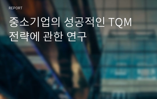 중소기업의 성공적인 TQM 전략에 관한 연구