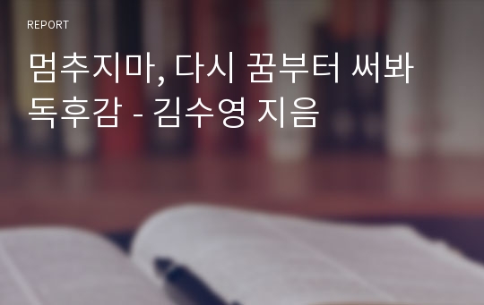 [독후감] 멈추지마, 다시 꿈부터 써봐 / 김수영 지음