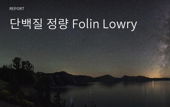 단백질 정량 Folin Lowry