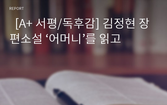   [A+ 서평/독후감] 김정현 장편소설 ‘어머니’를 읽고