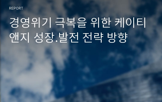 경영위기 극복을 위한 케이티앤지 성장.발전 전략 방향