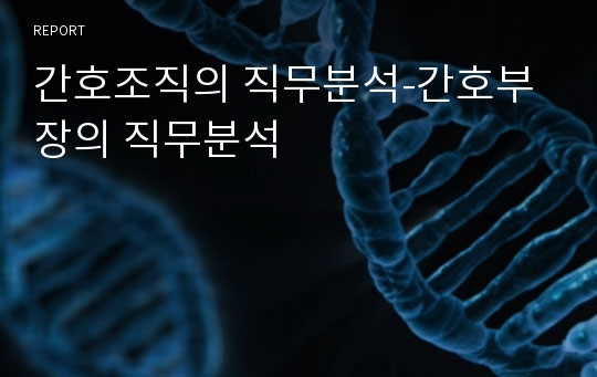 간호조직의 직무분석-간호부장의 직무분석