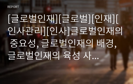 [글로벌인재][글로벌][인재][인사관리][인사]글로벌인재의 중요성, 글로벌인재의 배경, 글로벌인재의 육성 사례, 향후 글로벌인재의 과제 분석(글로벌인재, 글로벌, 인재, 인사)