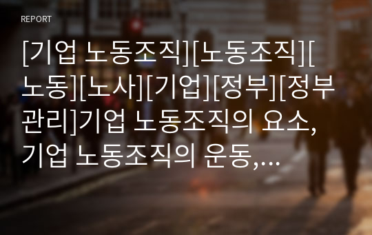 [기업 노동조직][노동조직][노동][노사][기업][정부][정부관리]기업 노동조직의 요소, 기업 노동조직의 운동, 기업 노동조직의 변화, 기업 노동조직의 정부관리 분석(노동조직)